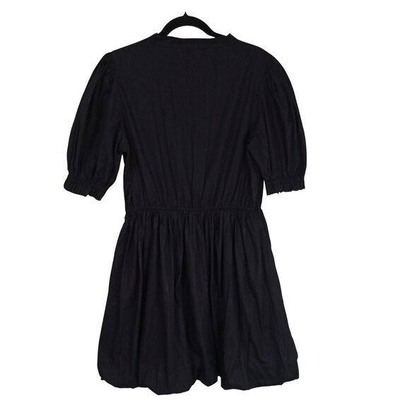 Cassees Mini Dress Womens Black Puff Sleeve Elastic Waist & Lining Size L - Picture 7 of 9